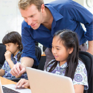 Teacher with children