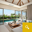 View on to the pool across the lounge
